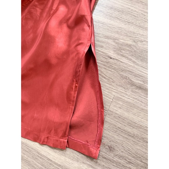 Rust Copper Satin Slip Mini Dress Built-in Bodysuit Side Slit Womens XS Y2K 90's - Picture 7 of 12